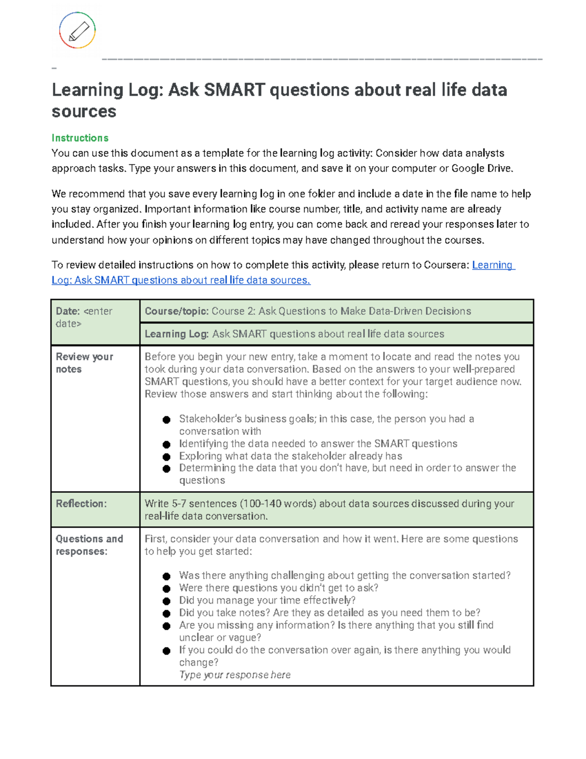 Learning Log: SMART Questions for Real-Life Data Sources (Course 2 ...