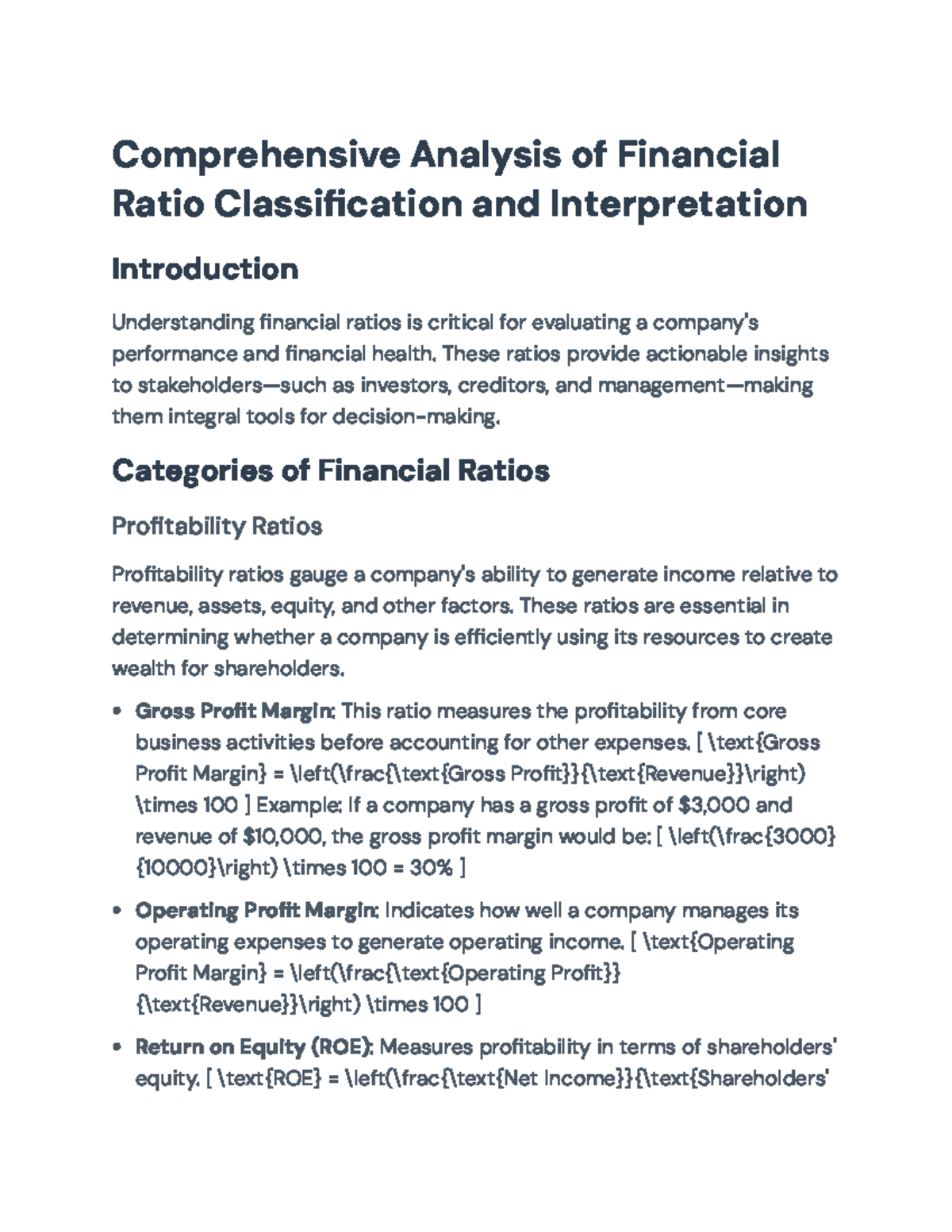 Financial Ratio Analysis: Classification and Interpretation Insights ...