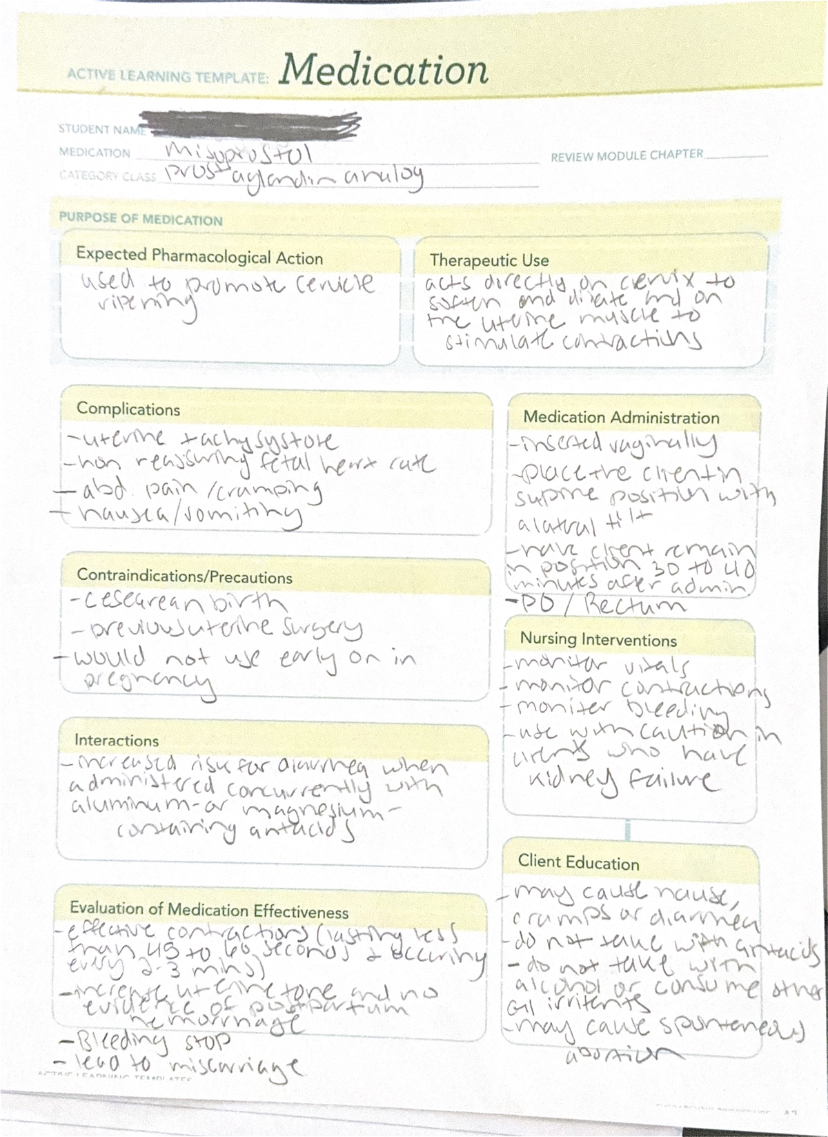 Medication template - ACTIVE LEARNING TEMPLATE: Medication STUDENT NAME ...