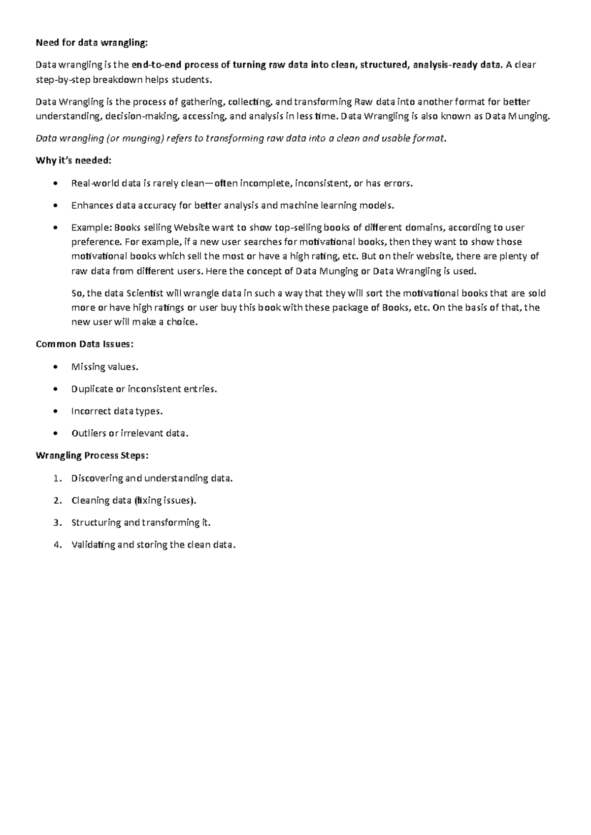 Unit 1 Lecture 3-4: Data Wrangling Essentials and Techniques - Studocu