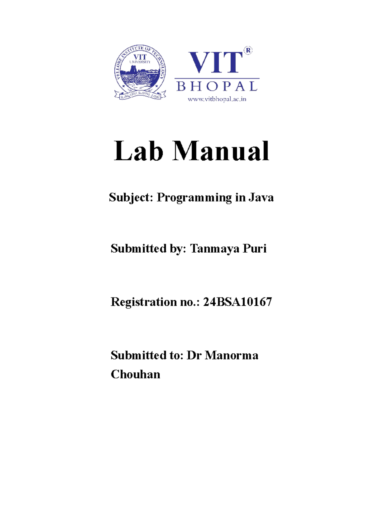 Lab Manual - Programming in Java (24BSA10167) - Studocu