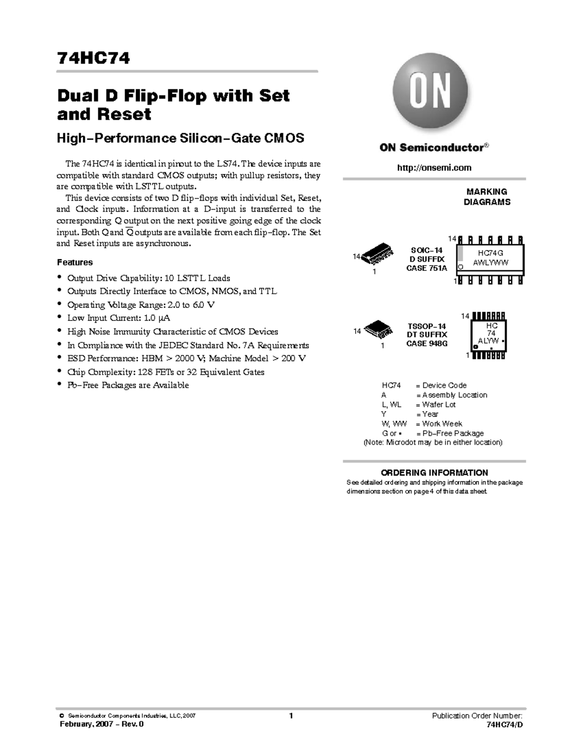 74HC74 Dual D Flip-Flop with Set and Reset Functionality - Studocu