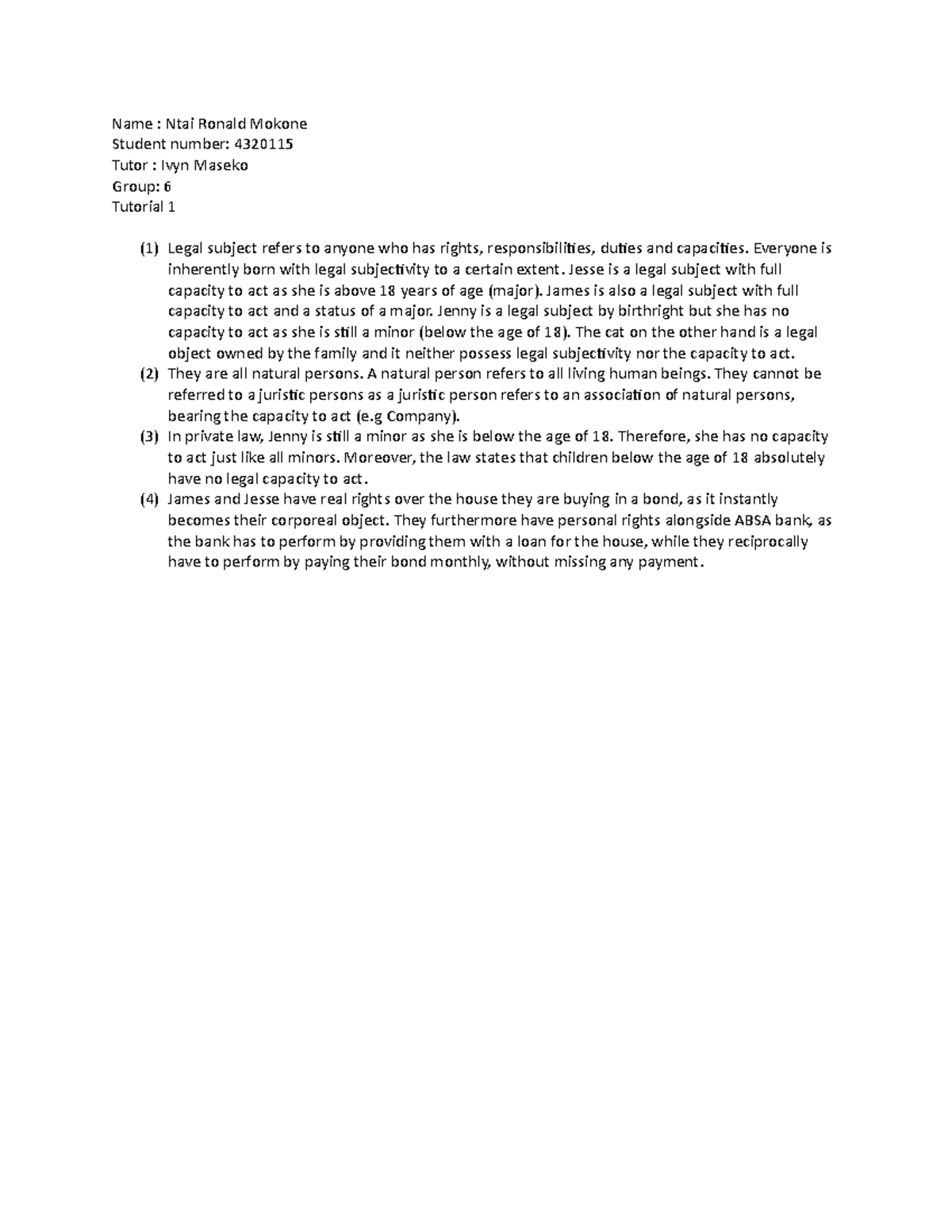 432011 5 ILL Tutorial 1: Understanding Legal Subjectivity and Rights ...