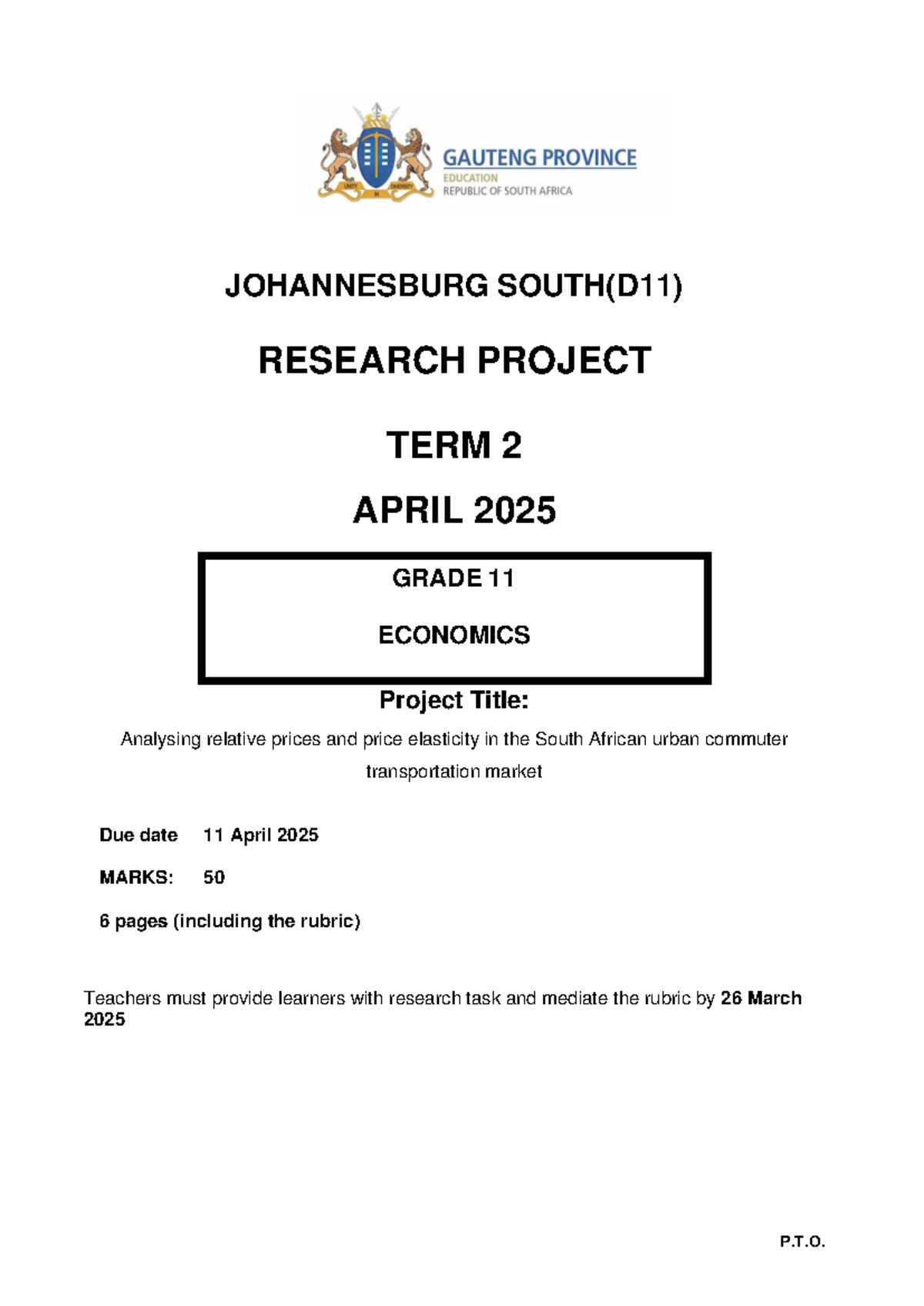 Grade 11 Economics Research Project (D11) - Price Elasticity in ...