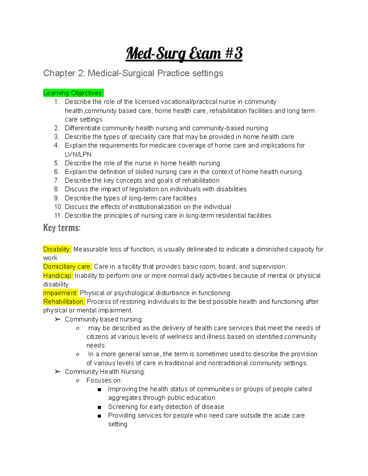 Med-Surg Exam #3 - Comprehensive Study Guide for Nursing Practice - Studocu