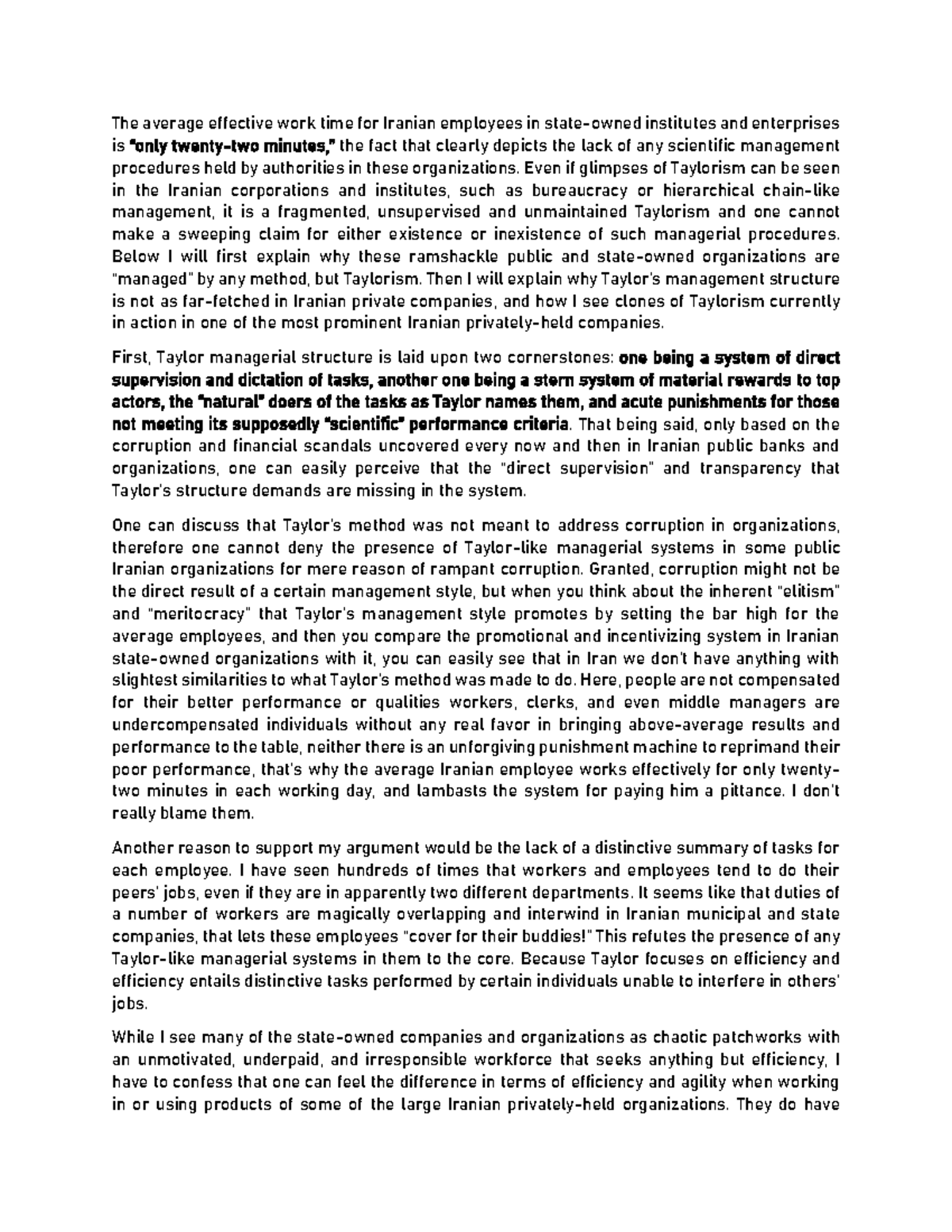 Examples of Taylorism in Iran - The average effective work time for ...