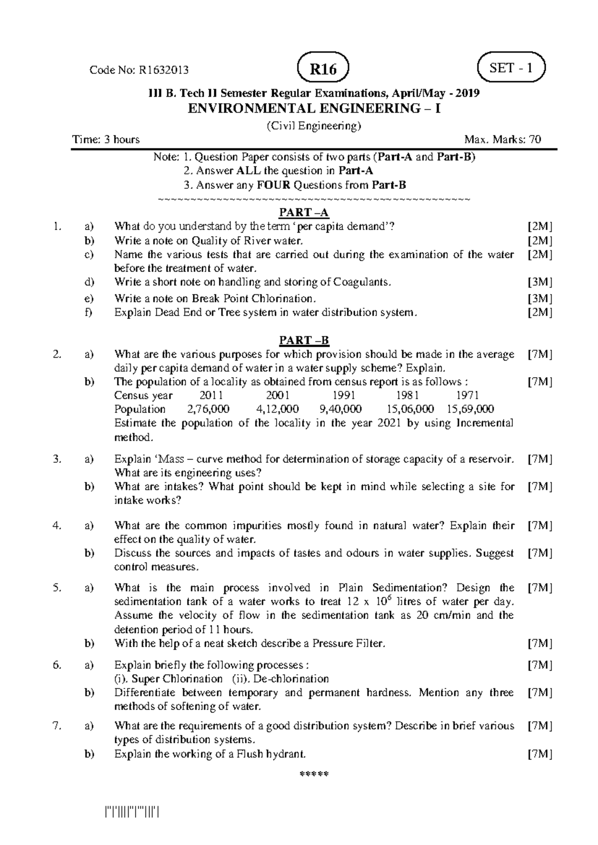B. Tech II Sem R16 Environmental Engineering I Exam Paper - April 2019 ...