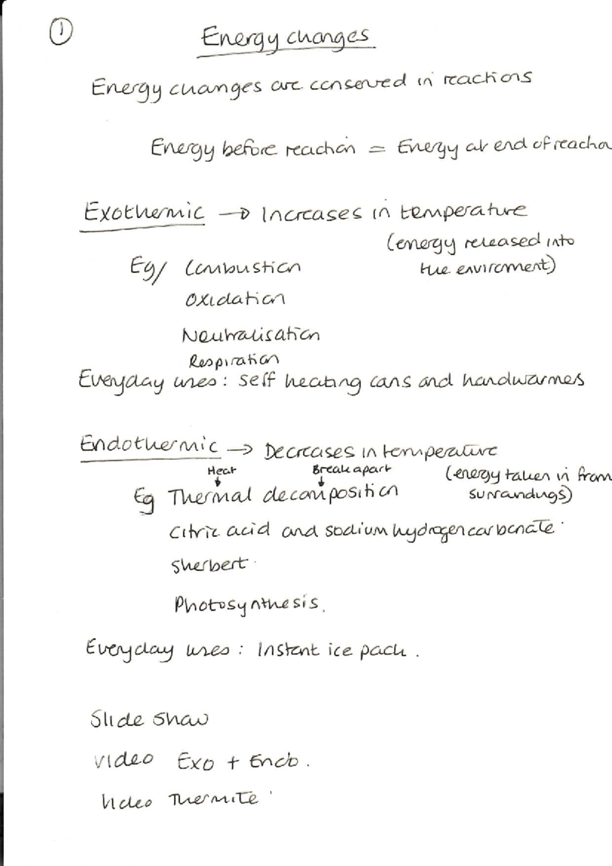 Energy Changes in Reactions: Exothermic and Endothermic Processes - Studocu