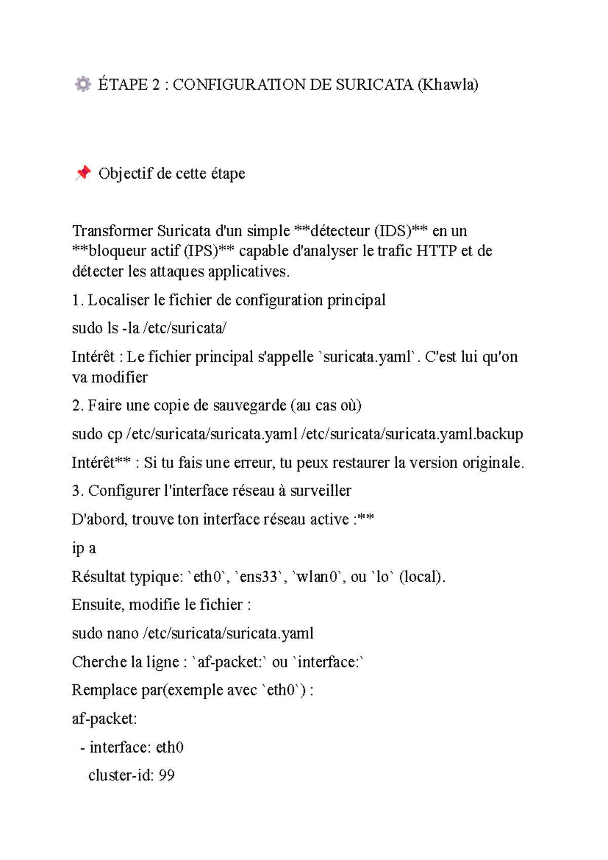 Configuration de Suricata pour la Détection HTTP - Étape 2 - Studocu