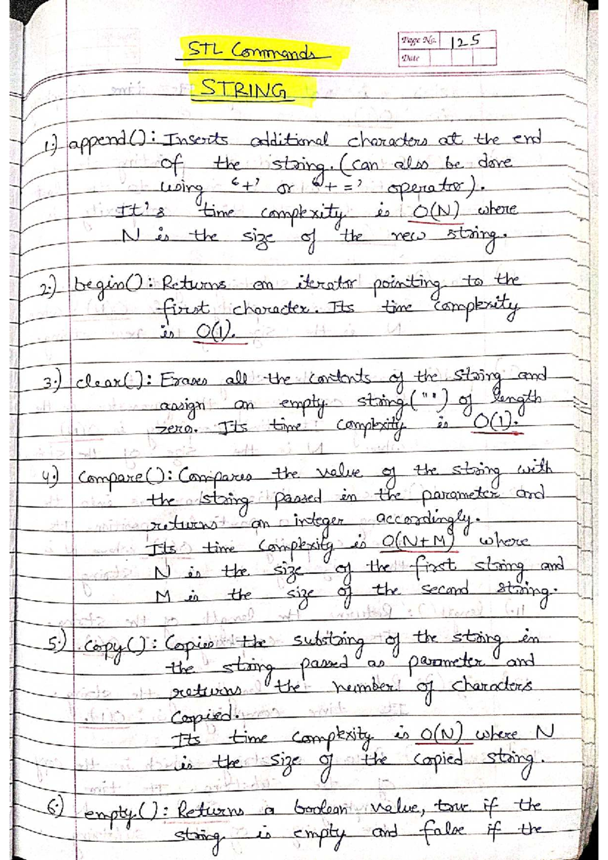 C++ stl notes-1 - Self Running notes - Page No. STL Commands 125 Date ...