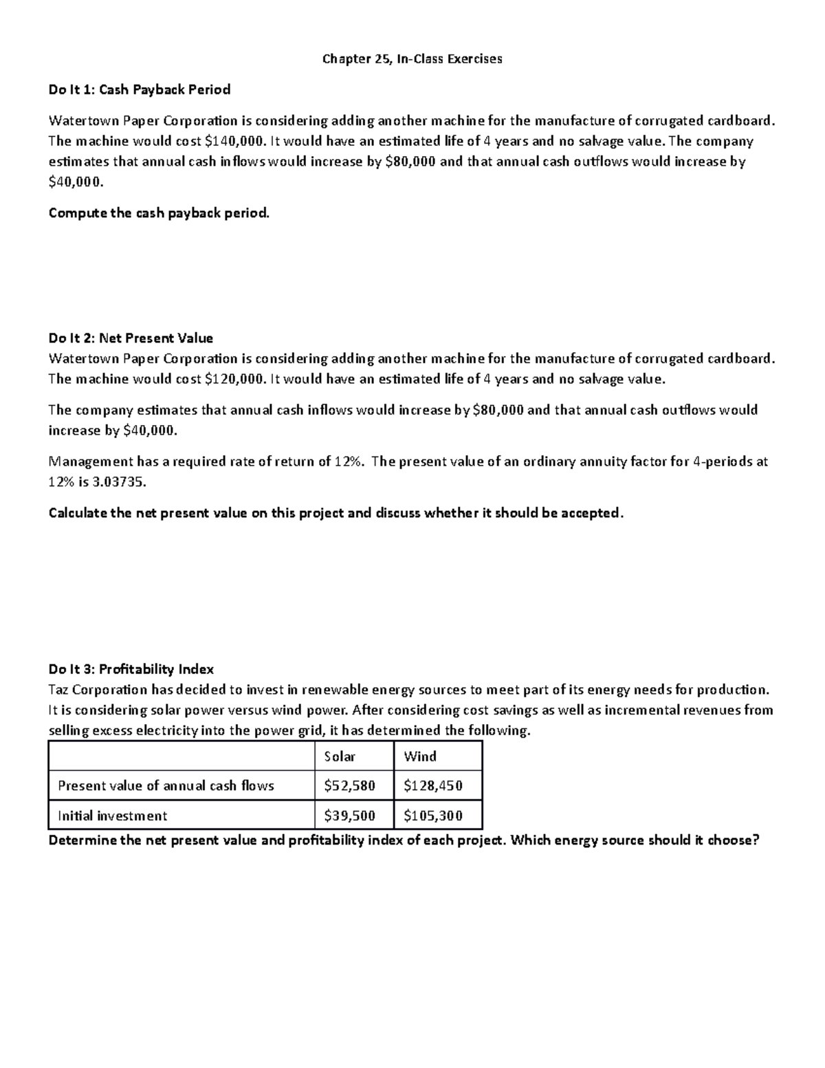 Chapter 25: In-Class Exercises on Financial Analysis Techniques - Studocu