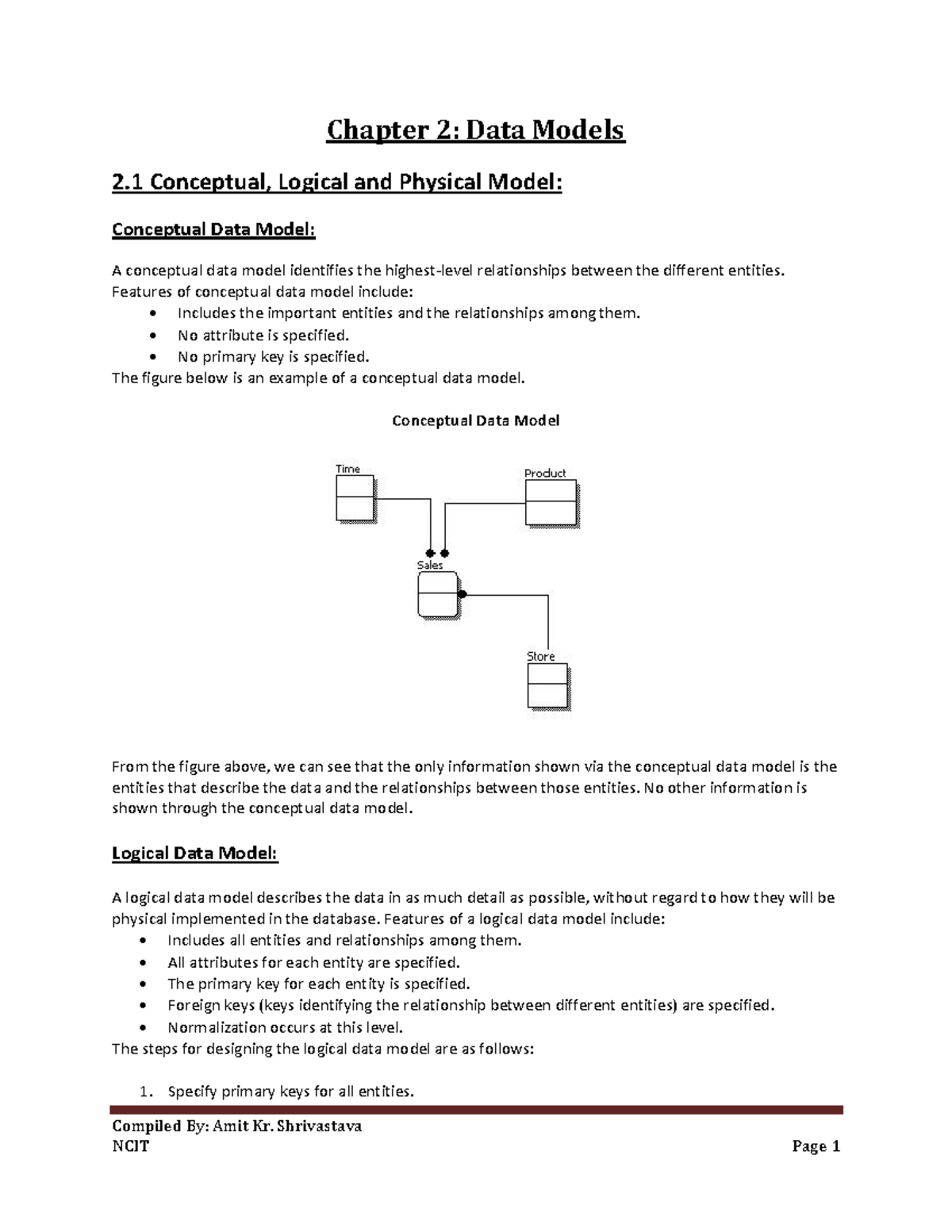 Ch2: Data Models - Conceptual, Logical & Physical Models (DBM Notes ...