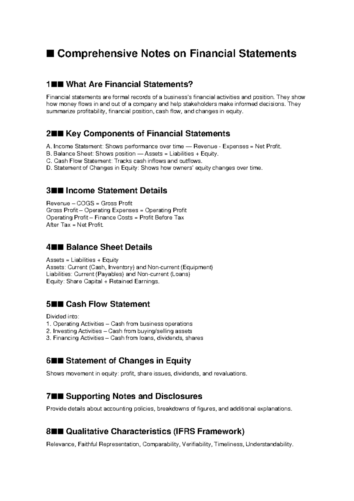 Financial Statements Notes: Key Components & Analysis - Studocu