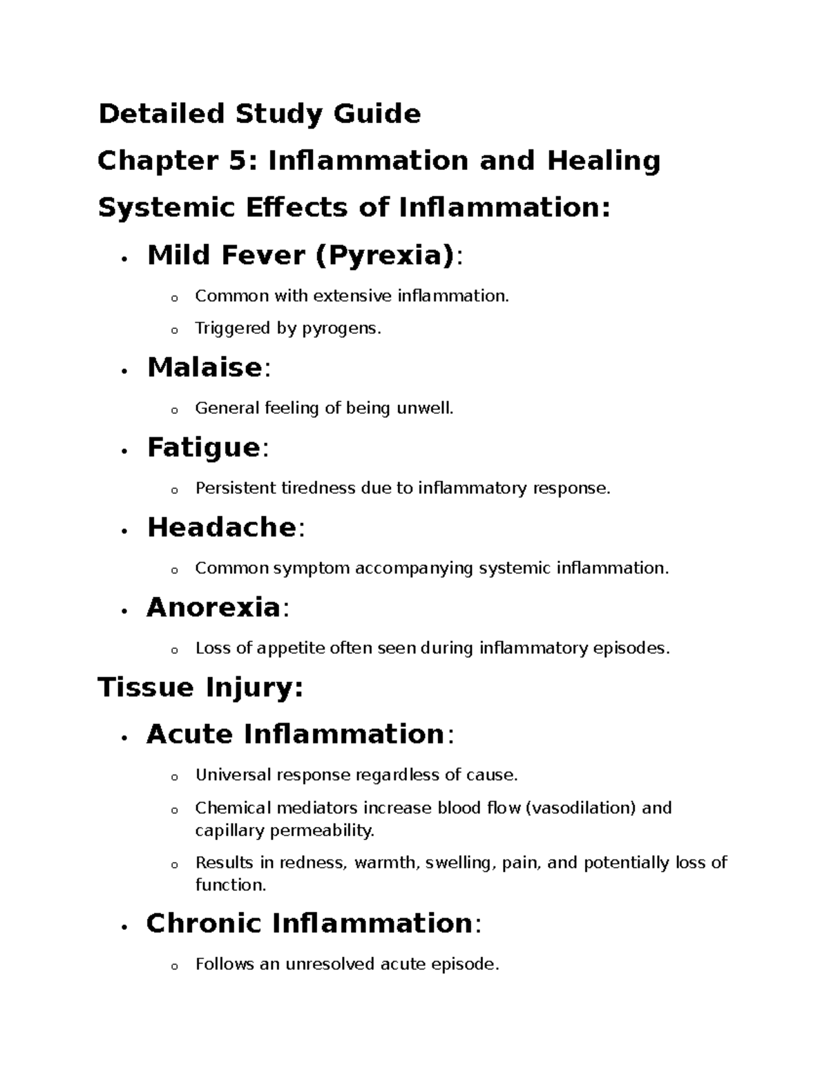 Study Guide 5-6: Inflammation, Healing, and Infection Overview - Studocu