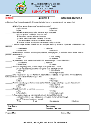 summative test in esp 6 - NAME ...