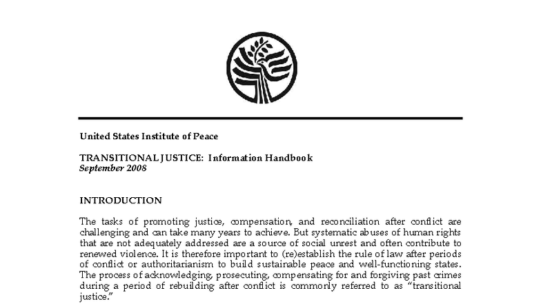 Transitional Justice Handbook: Strategies and Mechanisms for Peace ...