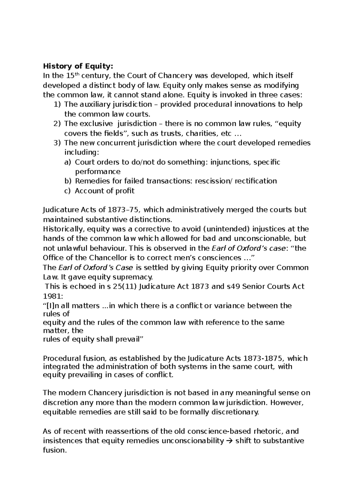General Notes on Trusts: Understanding Equity and Common Law - Studocu