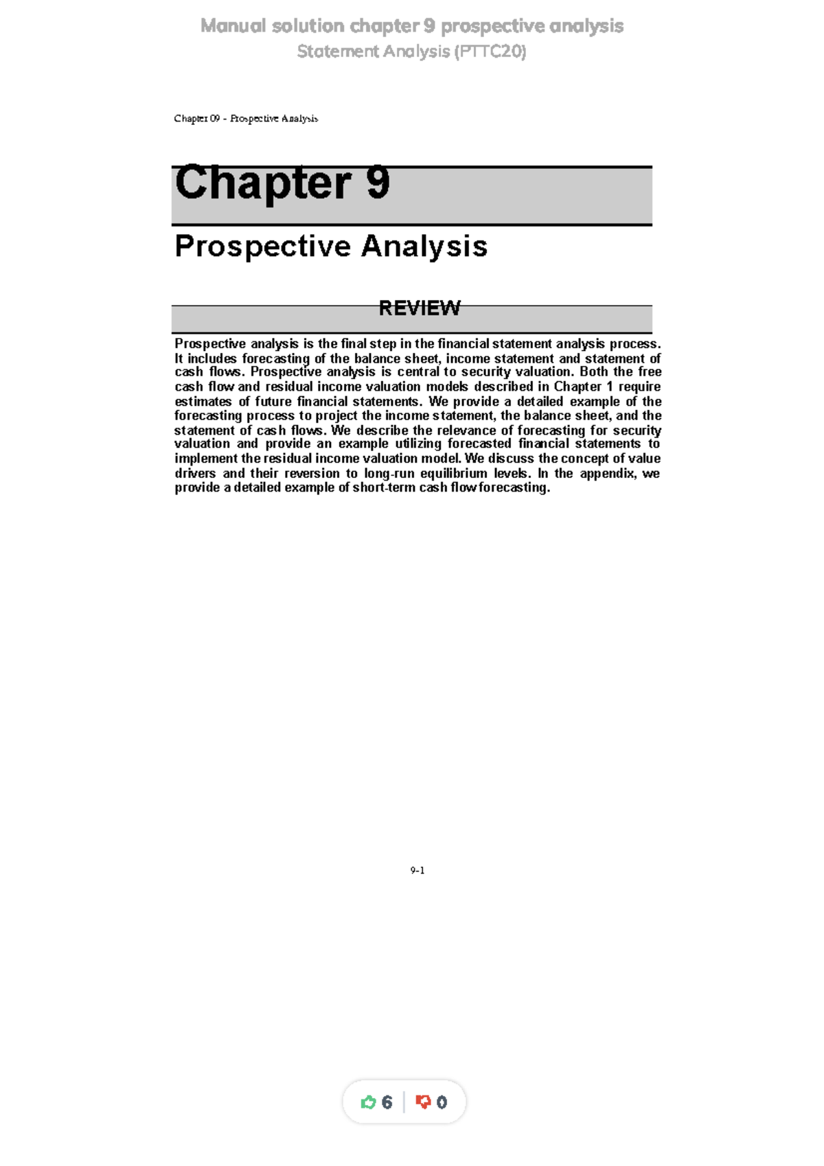 PTTC20 Chapter 09: Manual Solutions for Prospective Analysis - Studocu