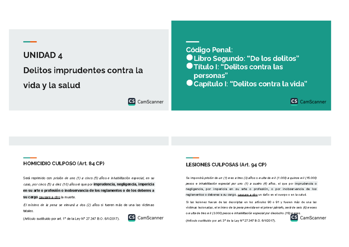 Unidad 4 - Delitos imprudentes contra la vida y la salud(5) - UNIDAD 4 ...