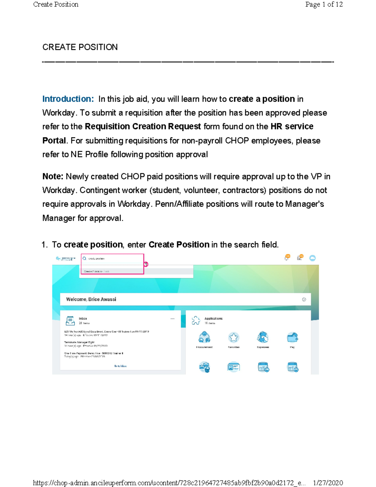 Workday Job Aid: Creating a Position in Workday - Studocu