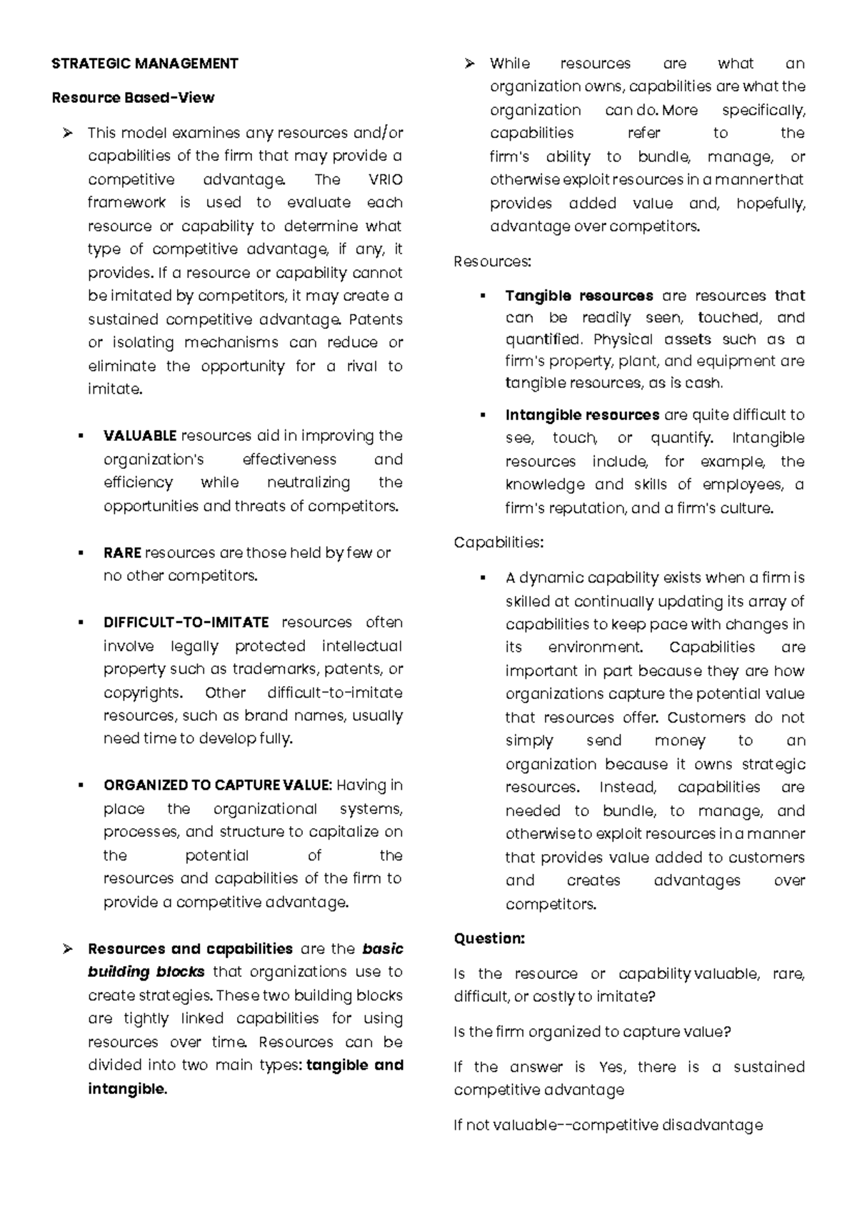 Strategic Management (SM) - Comprehensive Notes on Competitive ...