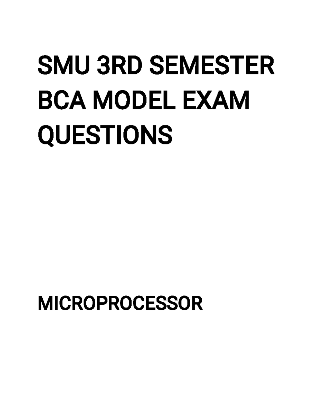 Microprocessor-BCA-SEM 3-SMU Model Exam Paper & Qs Overview - Studocu