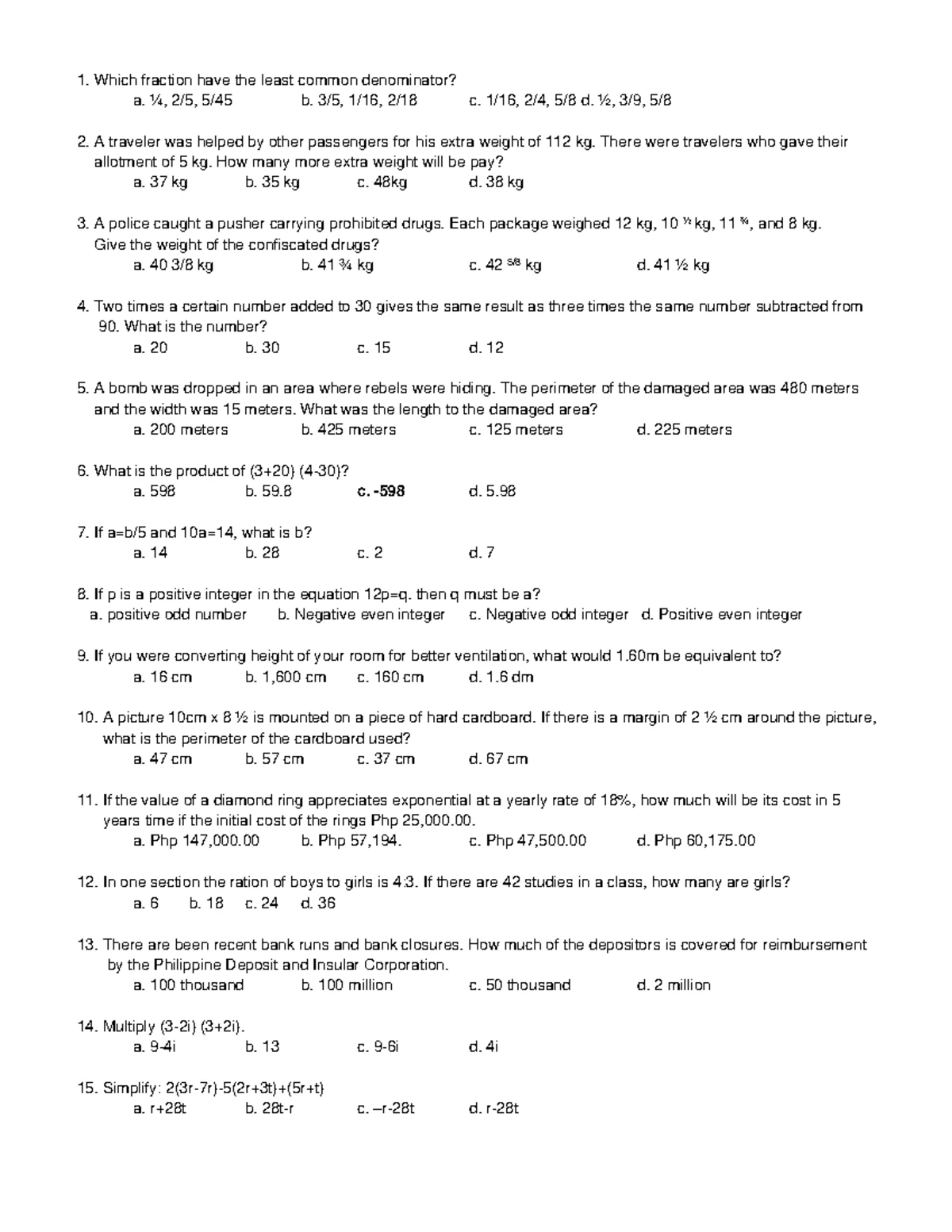 Math-Major-1 - LET actual exam - Mathematics - Studocu