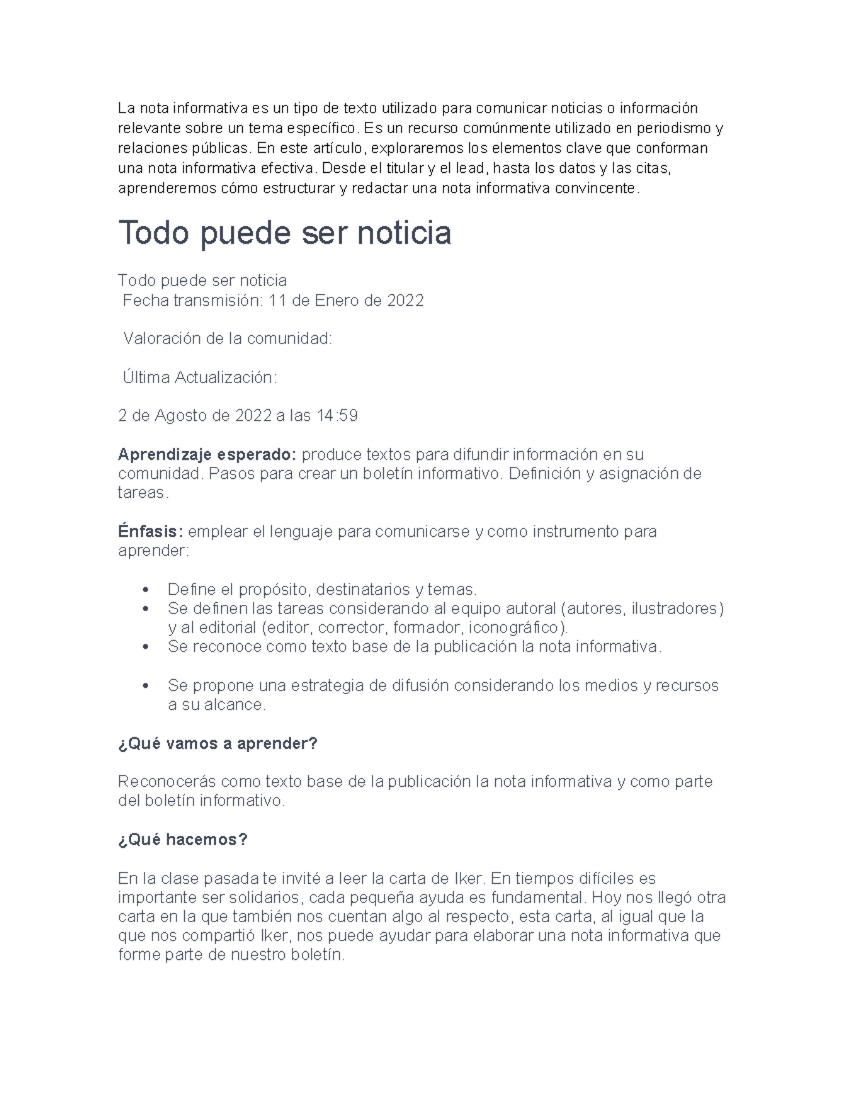 Guía para Redactar Notas Informativas en Periodismo y Comunica(5to ...
