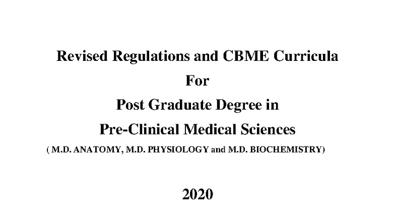 Revised CBME Regulations & Curriculum for PG Medical Degrees (M.D ...