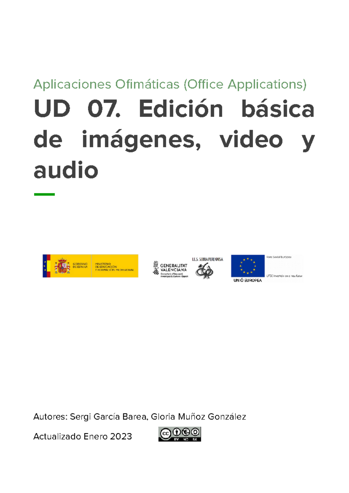 AOF - UD07 - Fundamentos de Edición de Imágenes, Video y Audio [Castellano] - Document Preview