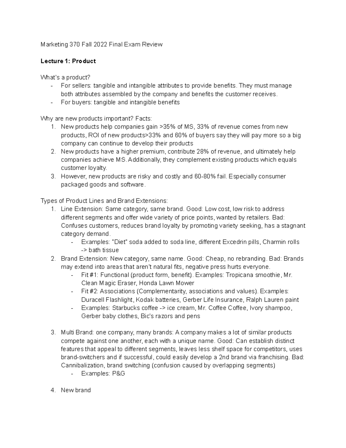MKT370 Fall 2022 Final Exam Study Guide and Key Concepts Review - Studocu