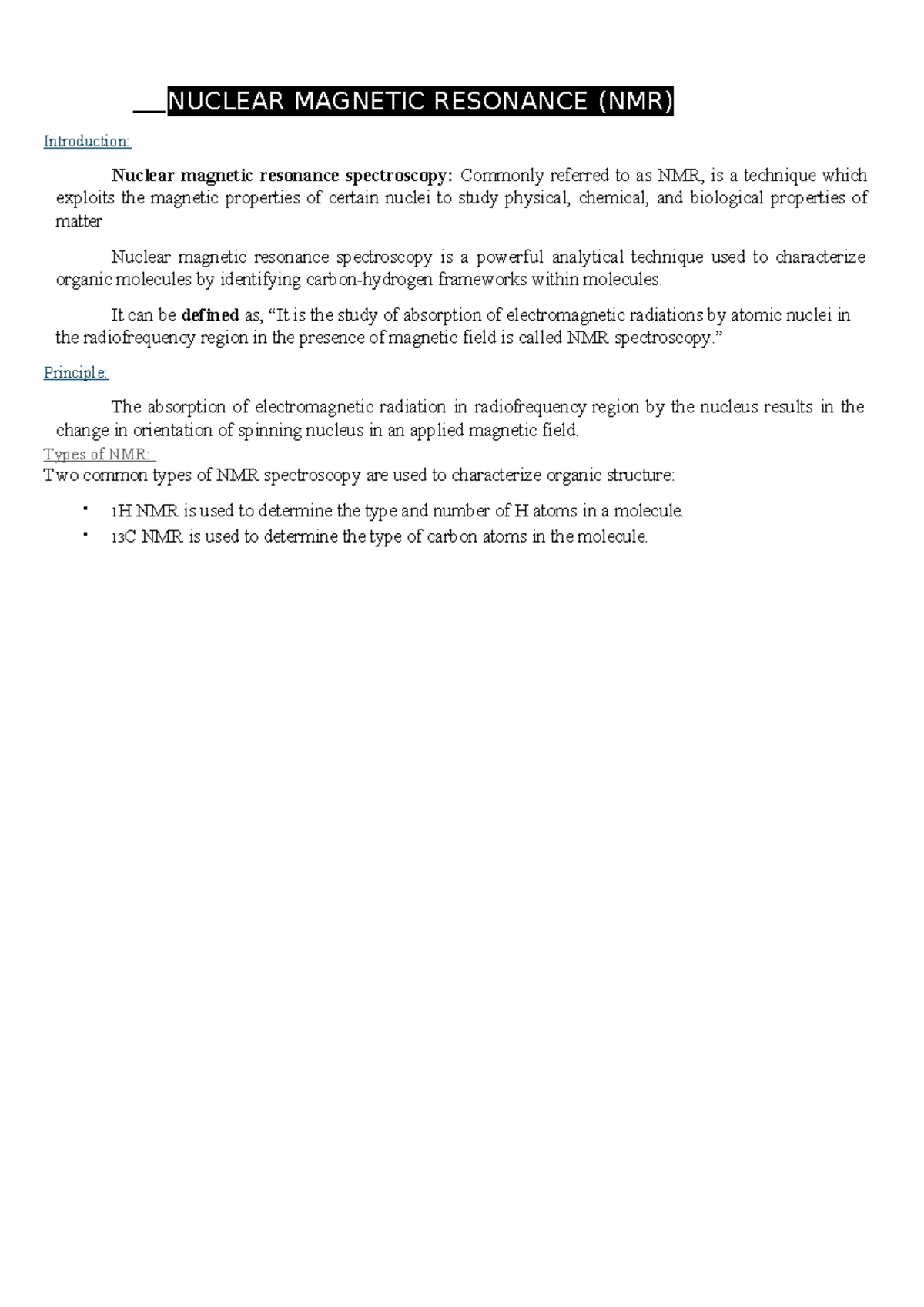 NMR Spectroscopy: A Comprehensive Overview of Nuclear Magnetic ...