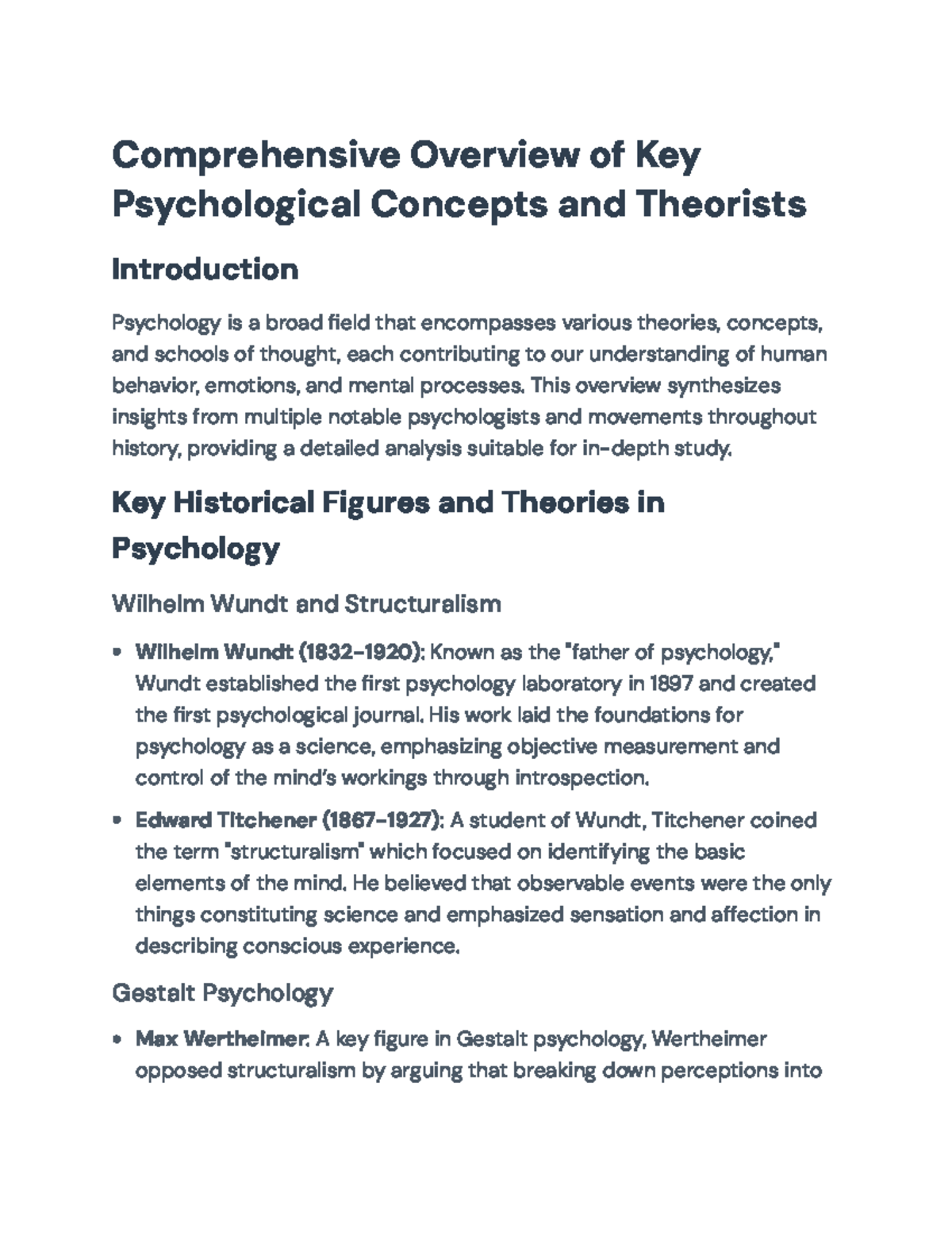Key Psychological Theories and Concepts: A Comprehensive Overview ...
