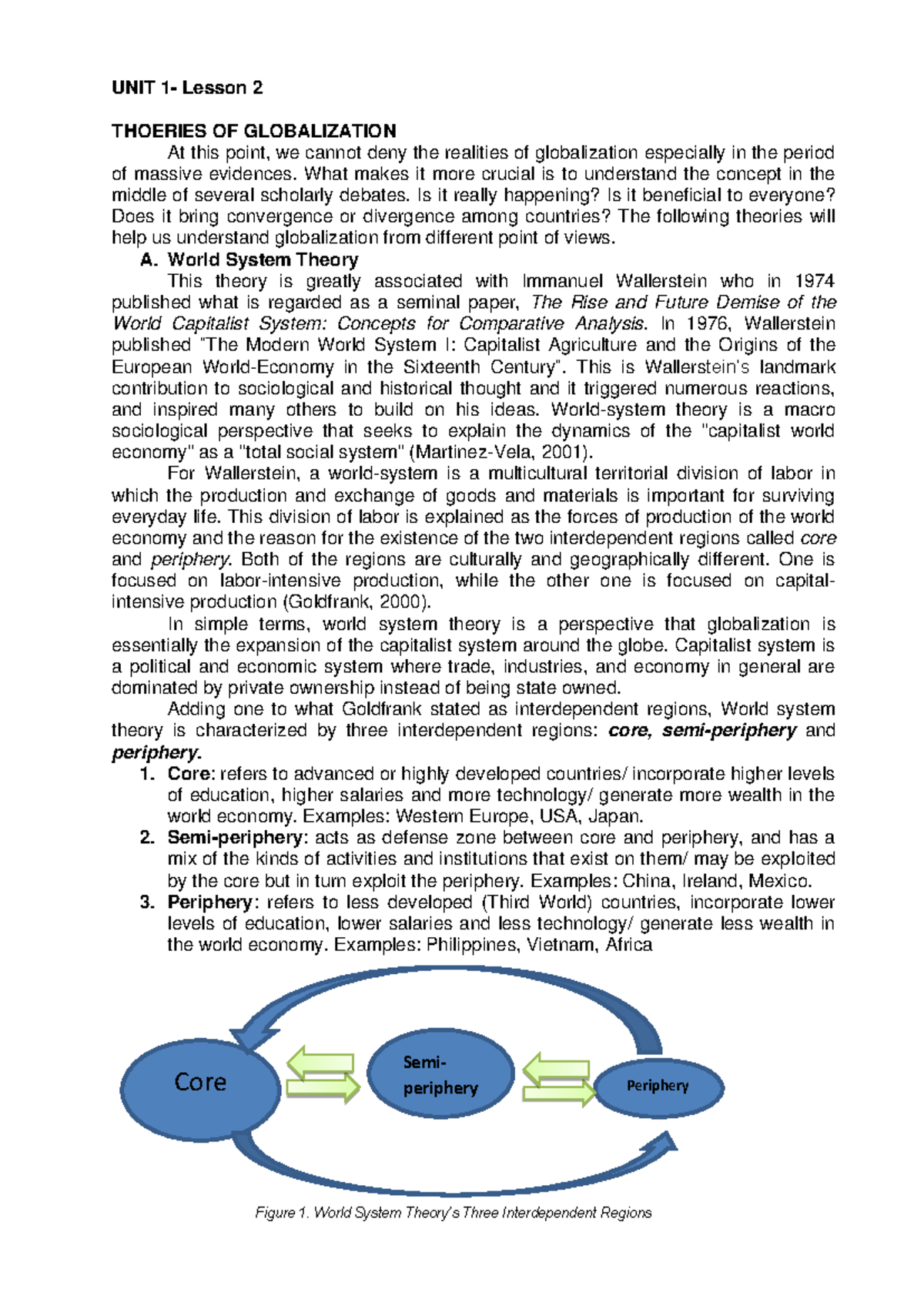 Lesson 2: Understanding Globalization Theories and Perspectives - Studocu