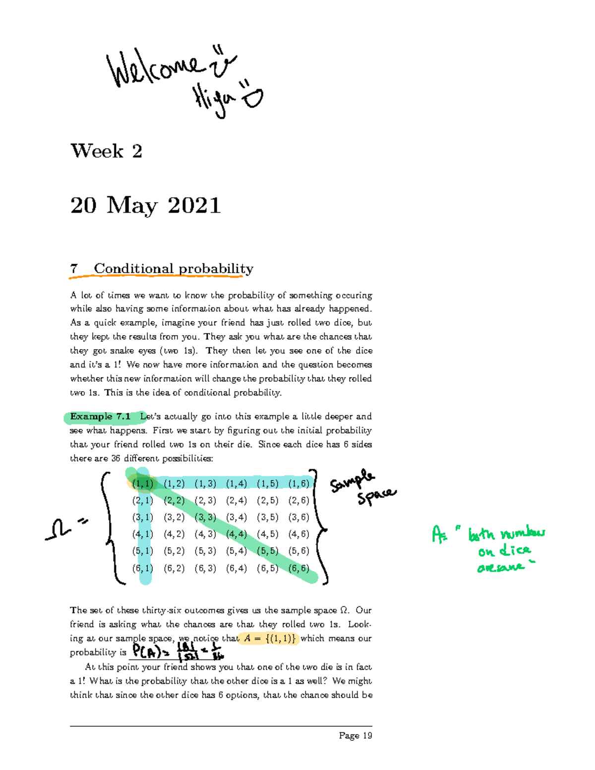 Math 2030 - Conditional Probability & Independence Notes - Studocu