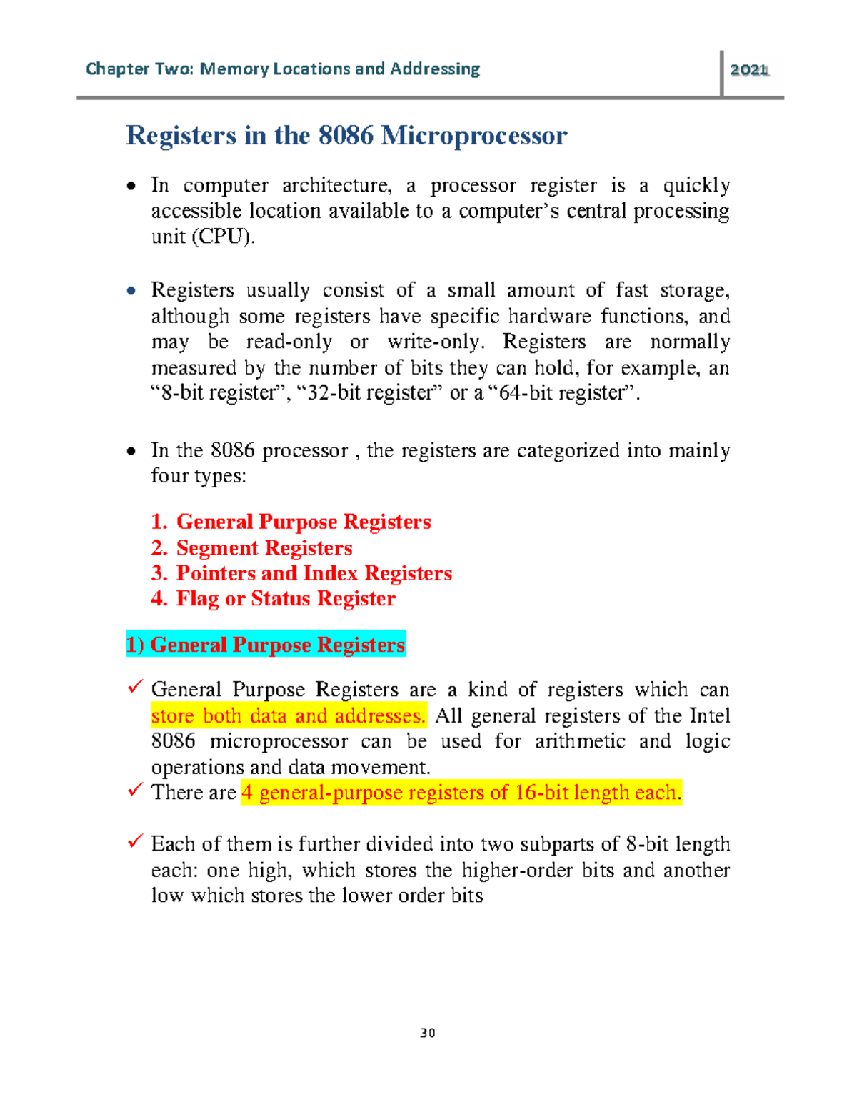 Chapter 2: Memory Locations & Addressing in 8086 Microprocessor - Studocu