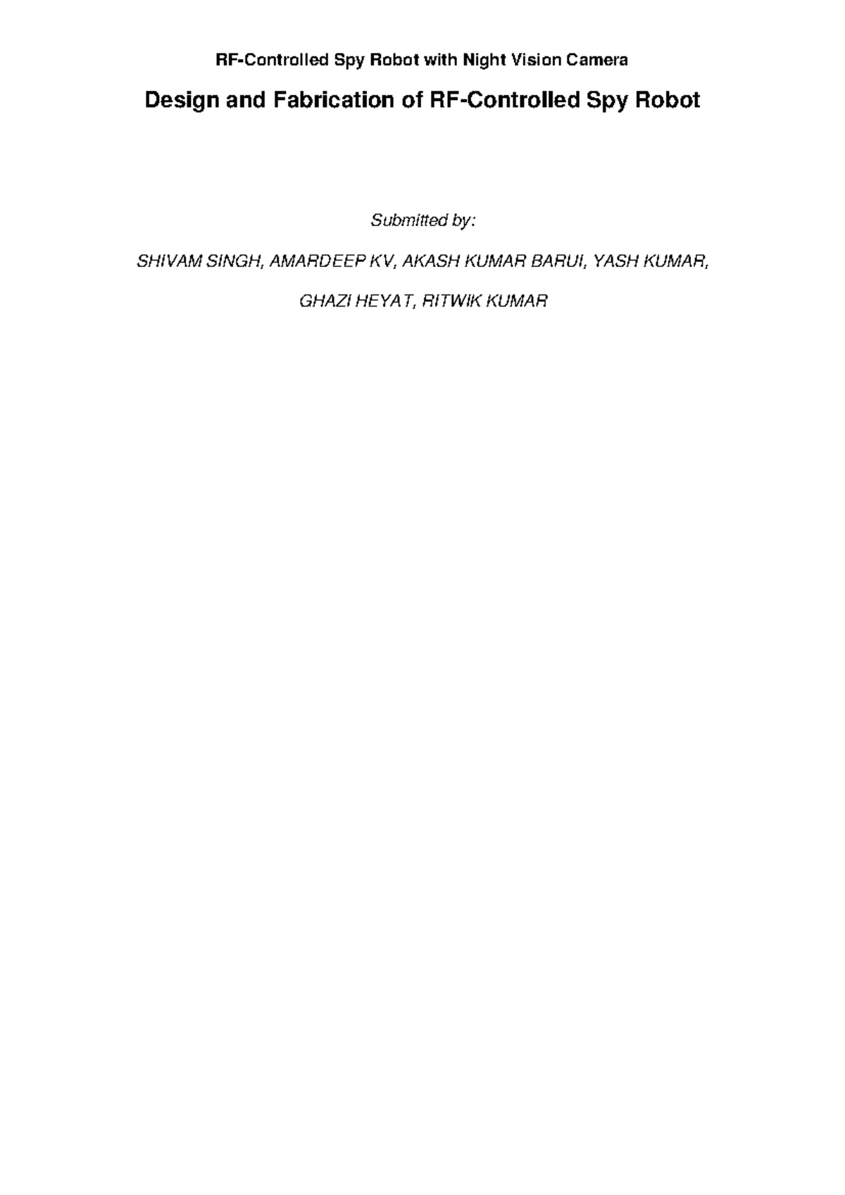 Spy Robot Report - Design and Fabrication of RF-Controlled Spy Robot ...