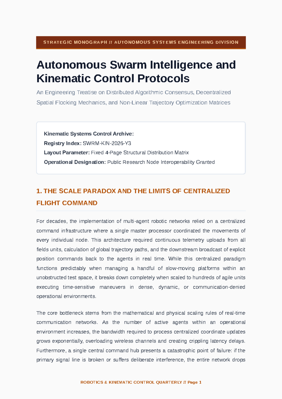 Autonomous Swarm Intelligence & Kinematic Control Protocols: A Study ...