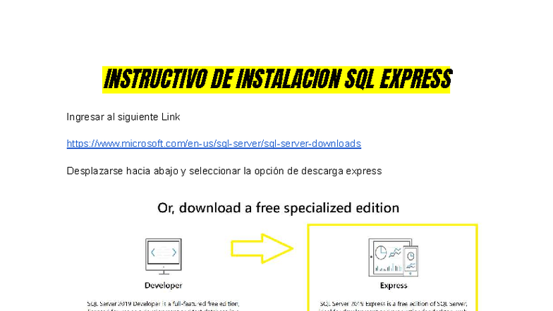 Guía de Instalación de SQL Express - Studocu