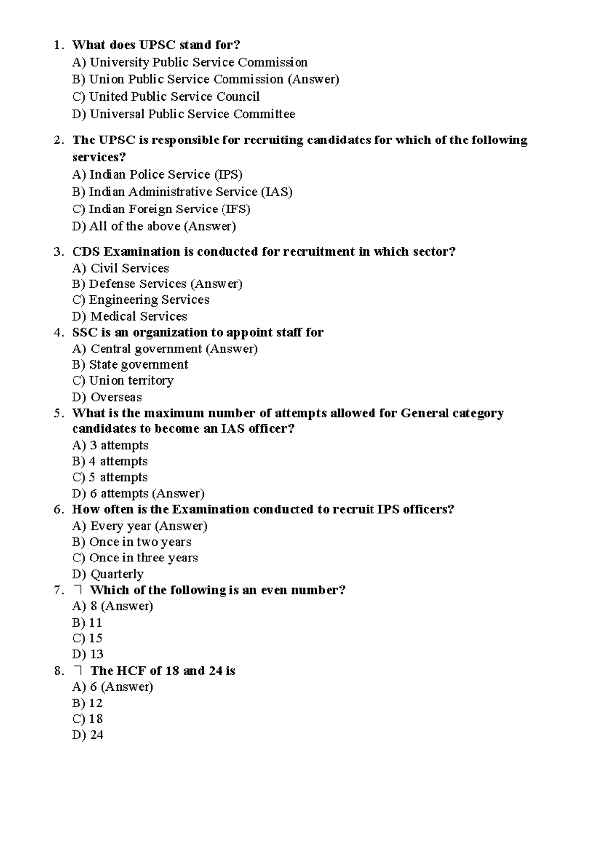 UPSC & Competitive Exam Preparation: Key Questions & Answers - Studocu