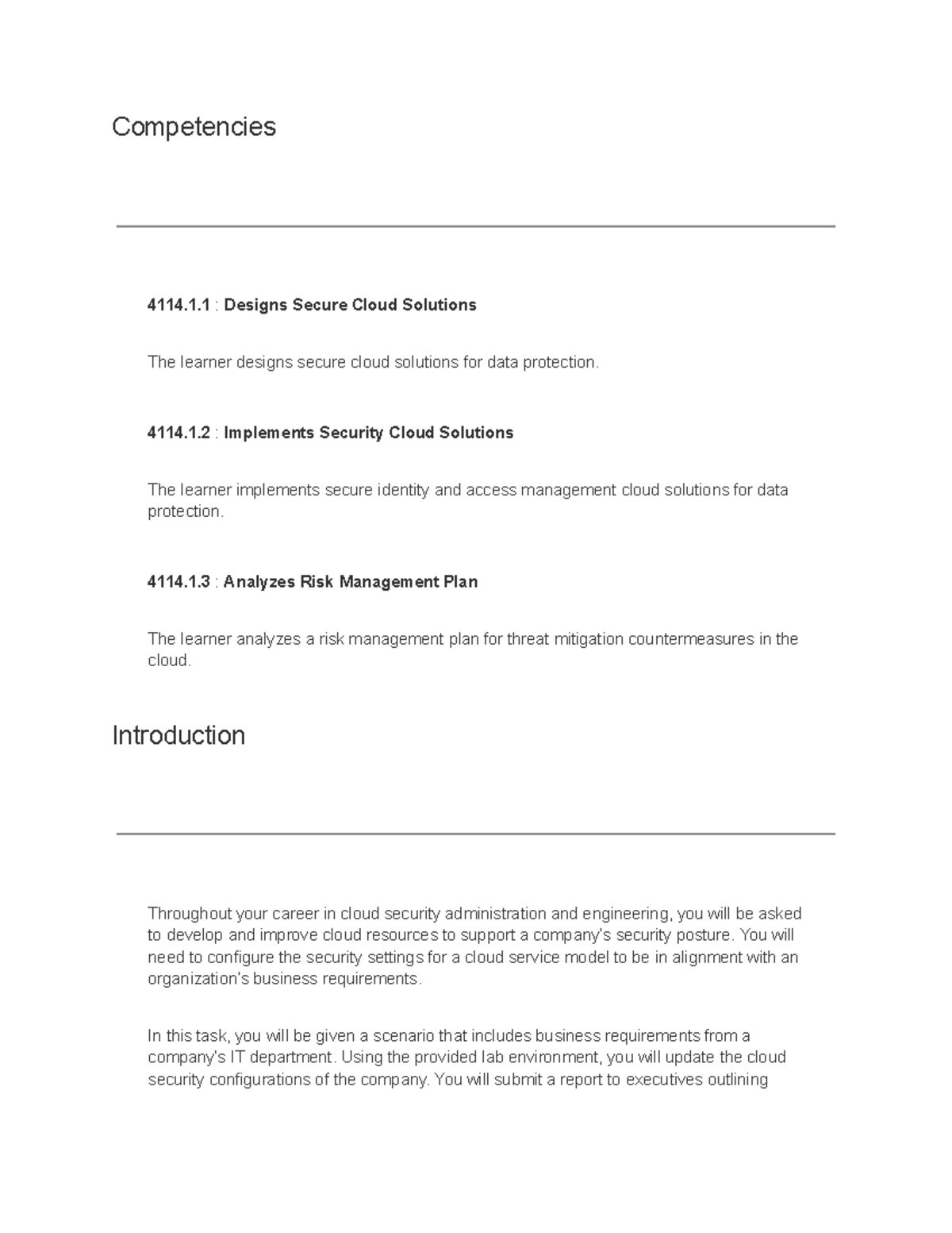 Cloud Security D485 Comp Intro: Scenario Requirements Analysis - Studocu