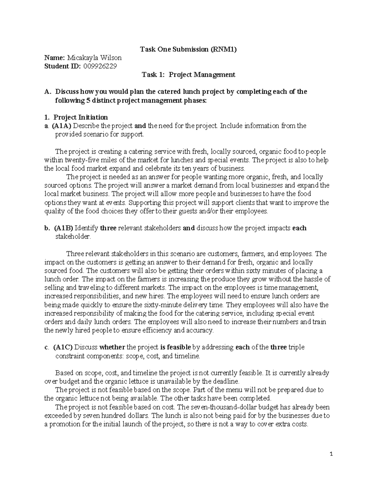 Task 1: Project Management Proposal (RNM1) - Studocu