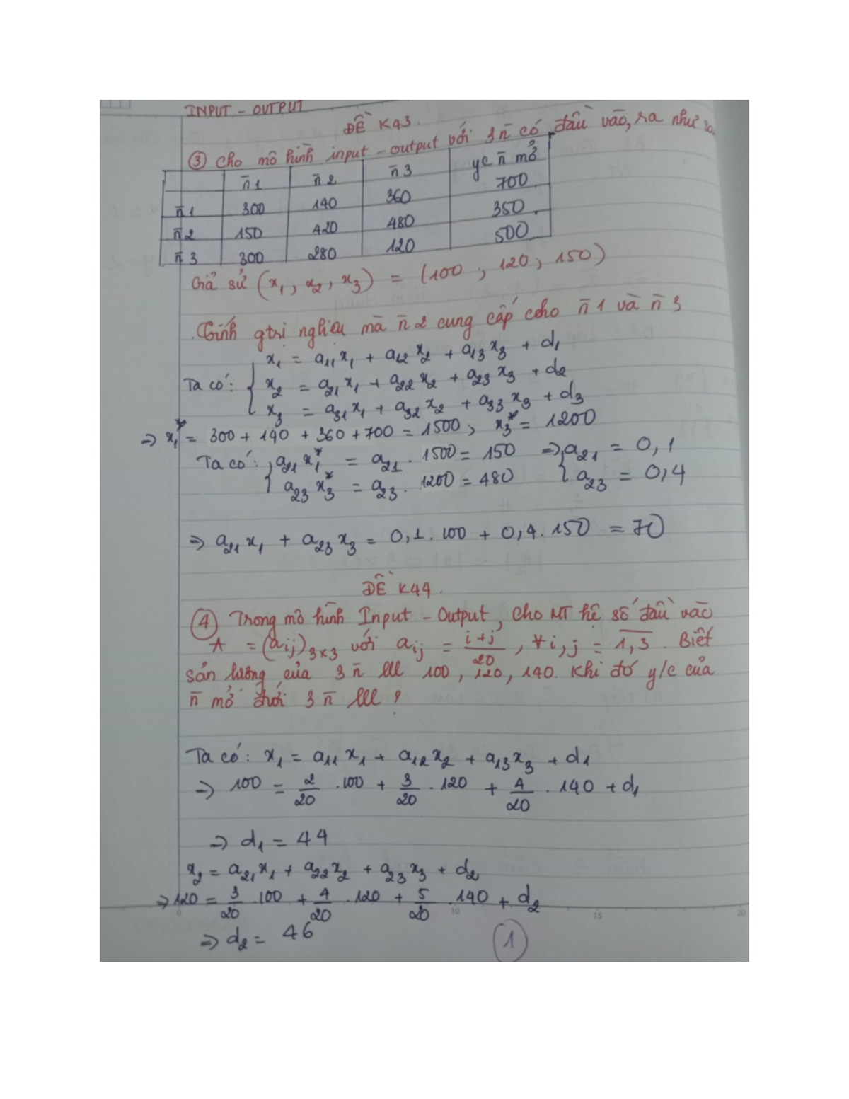 Bài Tập TCC Buổi 3 - INPUT-OUTPUT Cho Mô Hình D'É - K43 - Studocu