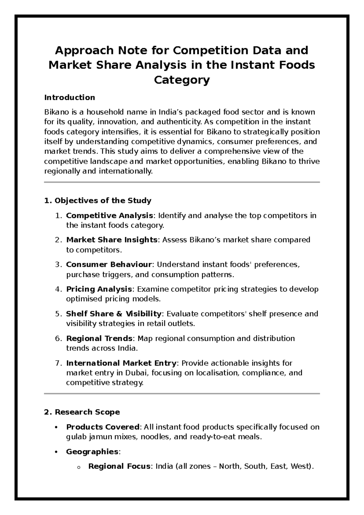 Approach Note for Competition Data and Market Share Analysis in the ...