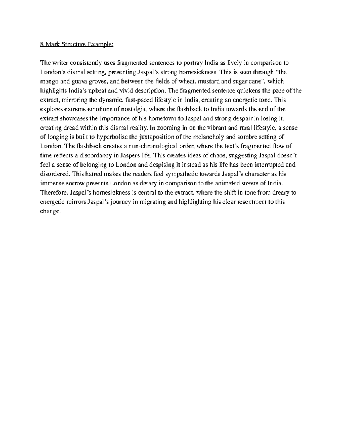 8 Mark Structure Example Para - 8 Mark Structure Example: The writer ...