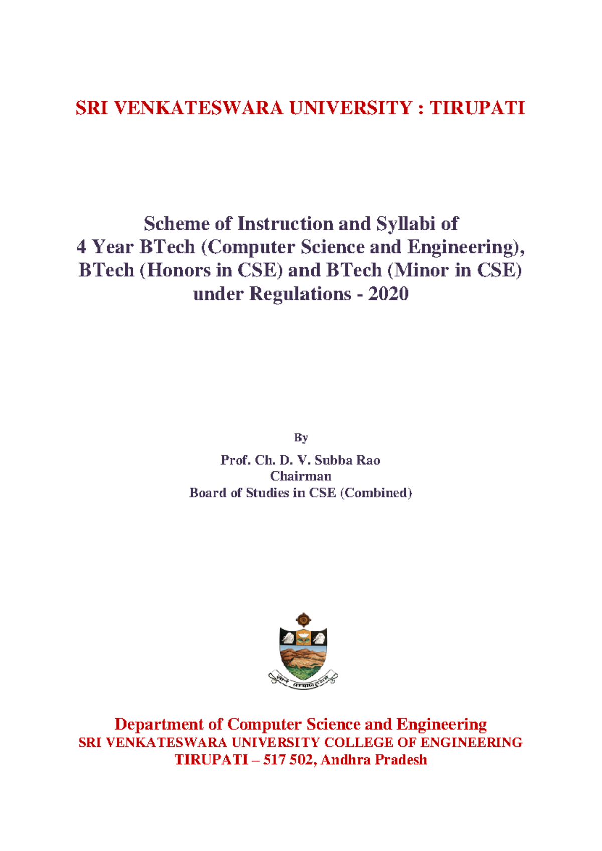 R20 CSE Scheme and Syllabus - BTech (CSE) 2020 Regulations - Studocu