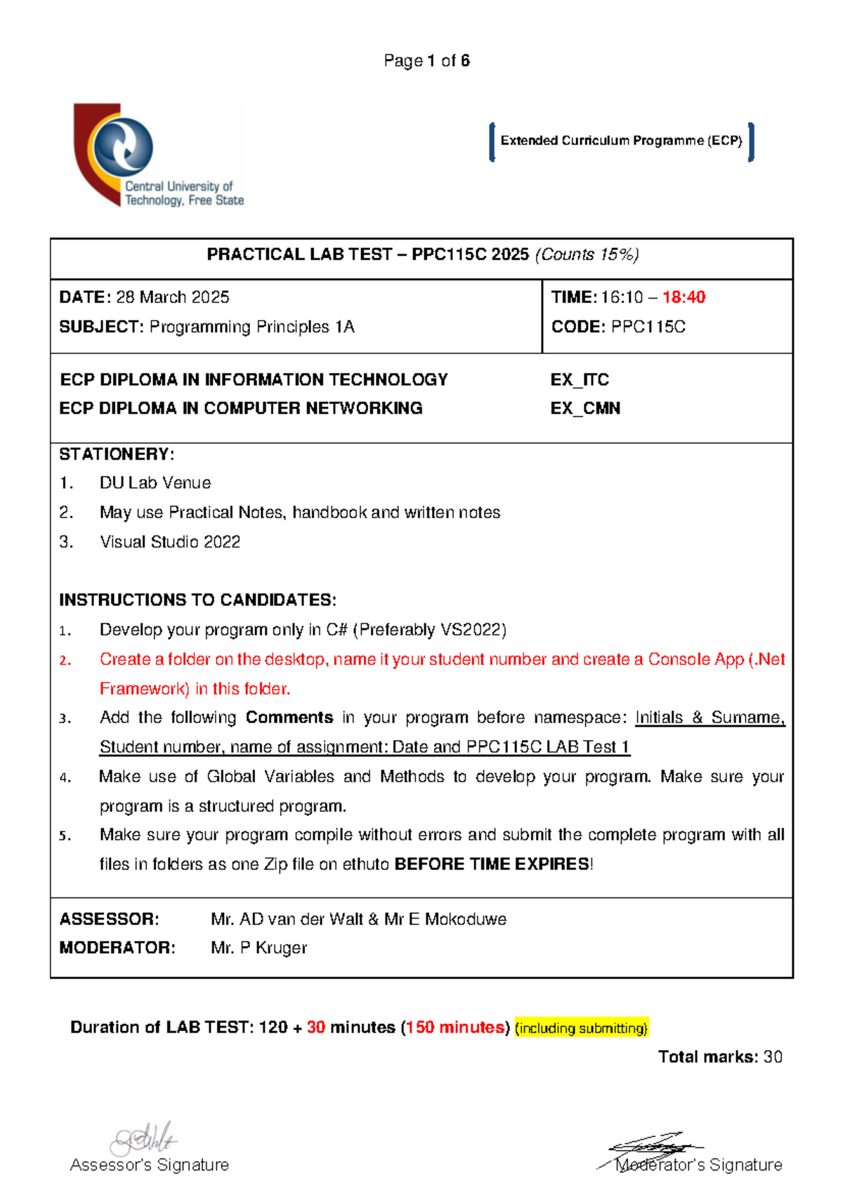 PPC115C Lab Test 2025: Online Booking System Development - Studocu