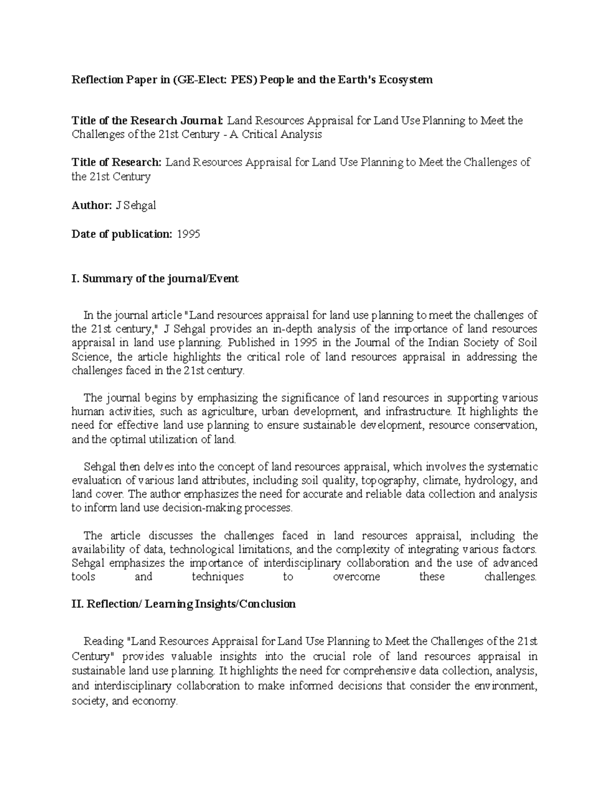 Inbound 3510142924097930434 - Reflection Paper in (GE-Elect: PES ...