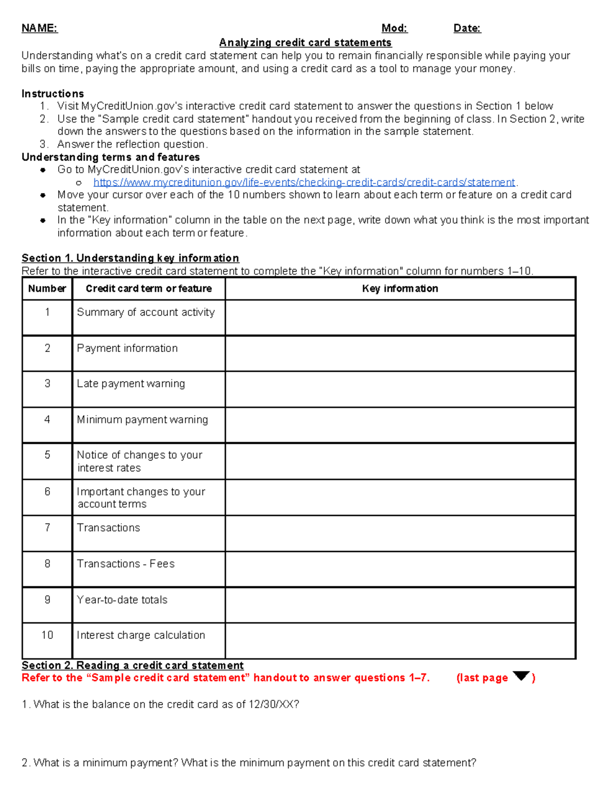 Credit Card Statement Analysis for Financial Literacy: Insights & Tips ...