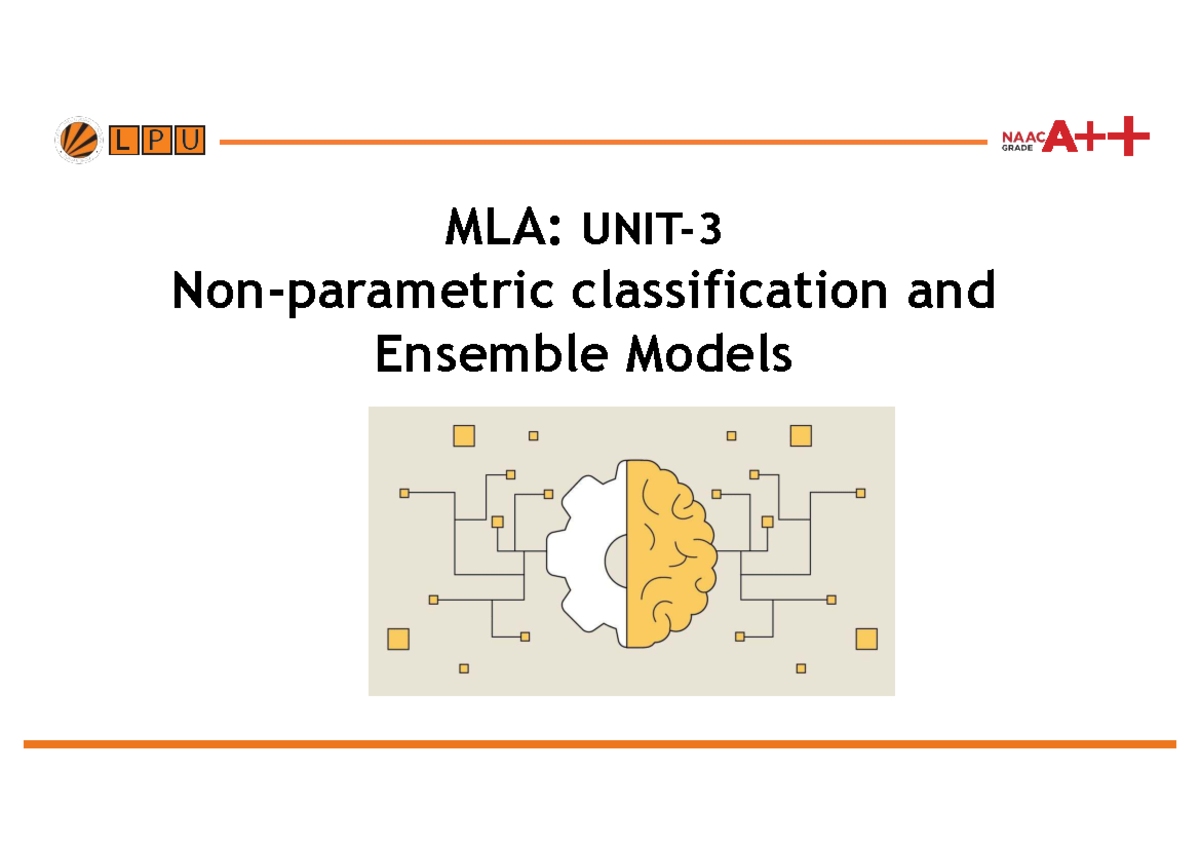 INT394 Unit 3: KNN Algorithm and Classification Models Overview - Studocu